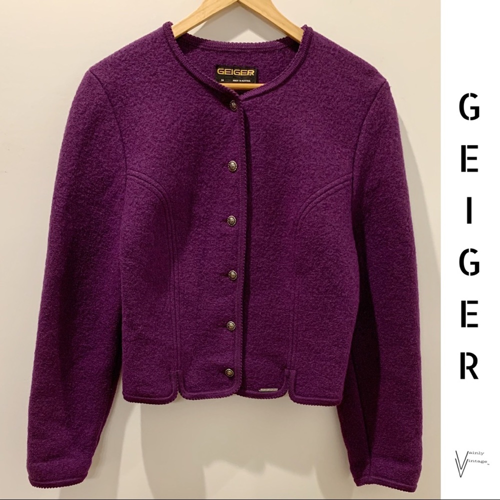 SOLD🚫Vintage 80s Geiger Wool Cardigan - Picture 1 of 12